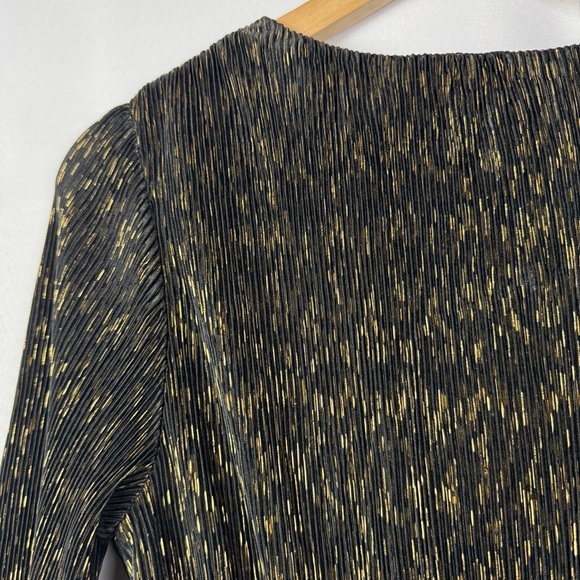 Lord & Taylor Design Lab Black & Gold Speck Long Sleeve Mini Dress S - Picture 6 of 6